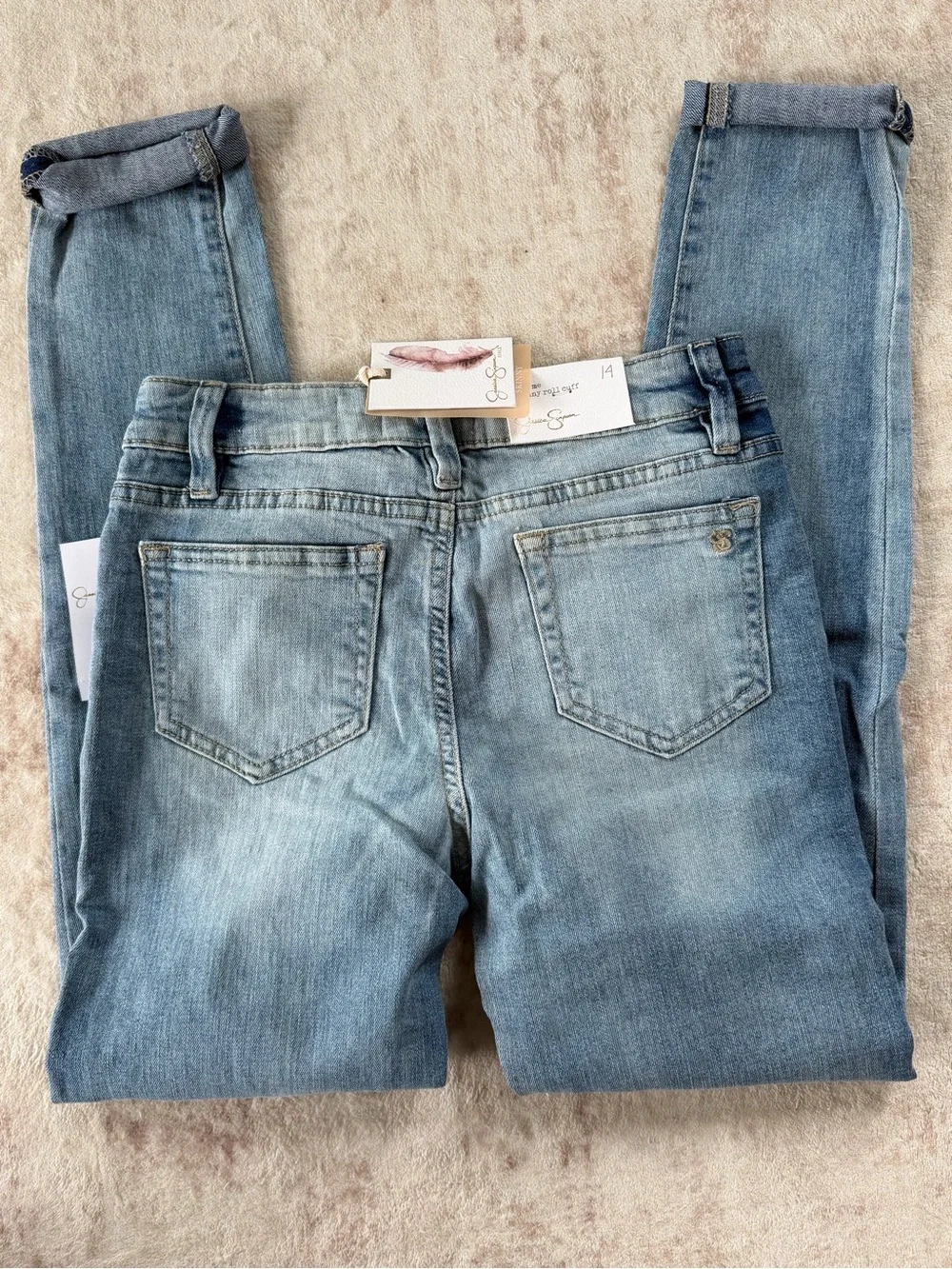 Jessica Simpson Light Blue Kiss Me Skinny Roll Cuff Jeans